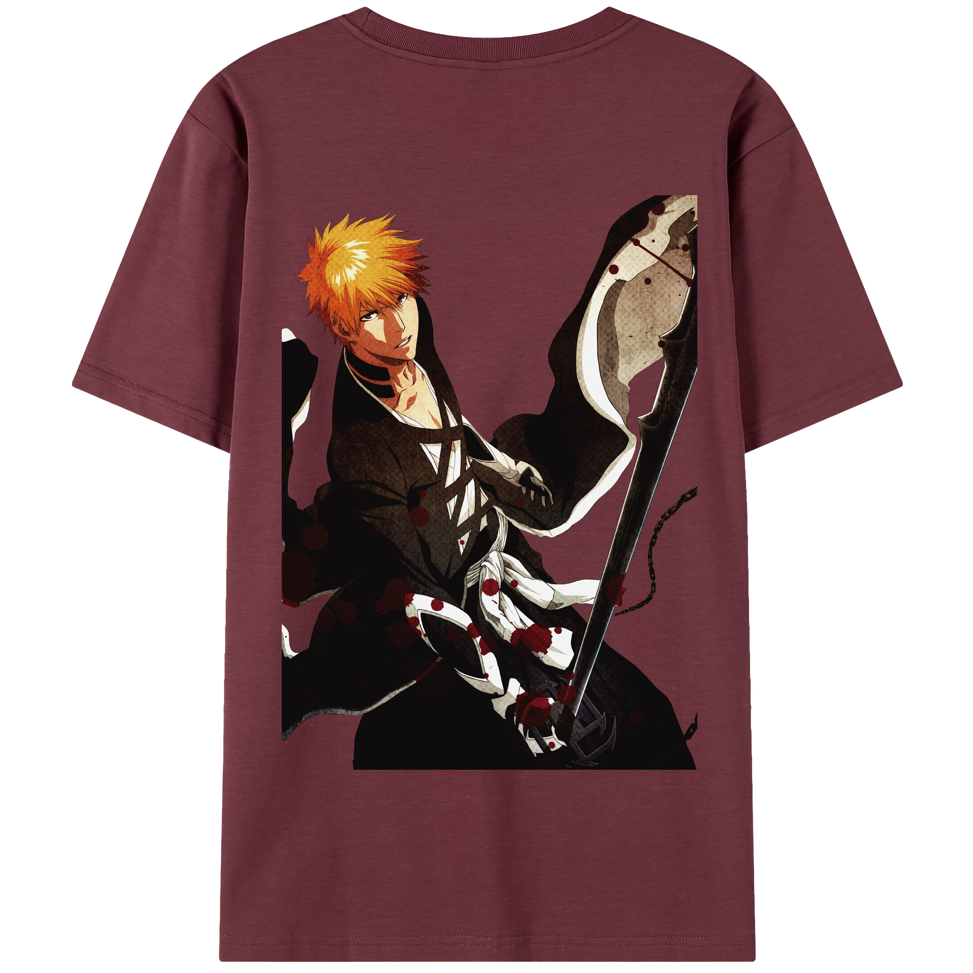 （画像用） ブリーチ 黒崎一護（くろさき いちご）BLEACH Kurosaki Ichigo 綿100％半袖Tシャツ（背面プリント）